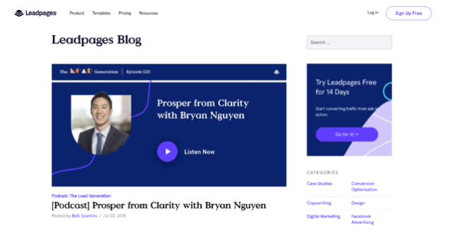 Content Marketing: LeadPages, Blog + Resources